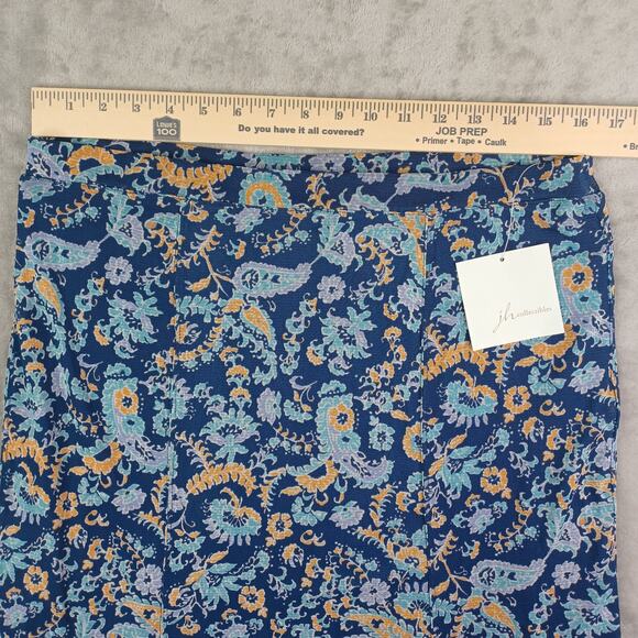 Vintage J H Collectibles Floral Mesh Top Midi Skirt Set Size L Blue Boho Casual